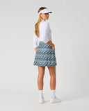 Daily Sports Women's Navy Blue and White Swirl Print Quick-Dry Golf Skort – Back Three-Quarter View

