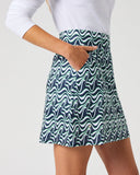 Daily Sports Navy Blue Swirl Print Golf Skort – Abstract Wave Print, Wide Pull-On Waistband and Front Pocket Detail

