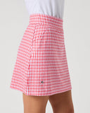 Daily Sports Pink and White Golf Club Geo Print Golf Skort – A-Line Silhouette, Wide Pull-On Waistband and Embroidered Logo Badge Detail

