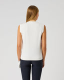 Daily Sports Sunny Geo Jacquard V-Neck Vest in white with clean back panel – women's sleeveless golf vest, back view