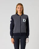 Daily Sports Women's Dark Navy Pinstripe Knit Golf Jacket – Front View

