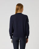 Daily Sports Women's Dark Navy Pinstripe Knit Golf Jacket – Back View

