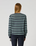 Daily Sports Women's Wave Dark Navy Jacquard Knit Golf Sweater – Back View

