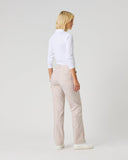 Daily Sports Stripe Bark Pants in beige and white vertical stripe – women's wide-leg golf pants, back view showing rear pockets