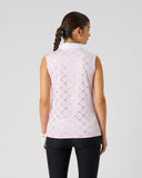 Daily Sports Women's Light Pink Silver Foil Logo Print Sleeveless Quick-Dry Golf Polo Shirt – Back View

