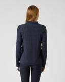 Daily Sports Women's Dark Navy Graphic Jacquard Long Sleeve Golf Polo Shirt – Back View

