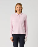 Daily Sports Women's Pink Graphic Jacquard Long Sleeve Golf Polo Shirt – Front View

