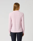 Daily Sports Women's Pink Graphic Jacquard Long Sleeve Golf Polo Shirt – Back View

