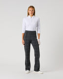 Daily Sports Women's Grey Melange Plaid Check Straight Leg Golf Pants – Front View

