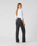 Daily Sports Women's Grey Melange Plaid Check Straight Leg Golf Pants – Back Three-Quarter View

