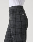Daily Sports Grey Melange Plaid Golf Pants – Tartan Check Jersey Fabric and Embroidered Logo Badge Detail

