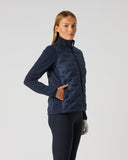 Daily Sports Dark Navy Hybrid Golf Jacket – Quilted Front Panel and Ribbed Knit Side Detail

