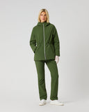 Daily Sports Women's Khaki Green Wind Pants Styled with Matching Hooded Wind Jacket – Full Outfit

