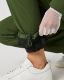 Daily Sports Khaki Green Wind Pants – Adjustable Drawcord Ankle and Mesh Lining Detail

