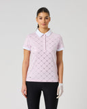 Daily Sports Women's Light Pink Silver Foil Logo Print Short Sleeve Quick-Dry Golf Polo Shirt – Front View

