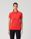 Daily Sports Women's Light Poppy Piping Short Sleeve Red Quick-Dry Golf Polo Shirt – Front View

