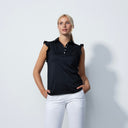 DS Black Ruffle Sleeveless Polo Shirt