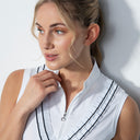 DS Istres White Ruffle Sleeveless Polo Shirt