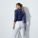 DS Digne Purple Animal Print 3/4 Sleeve Mesh Polo Shirt