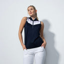 DS Prato Dark Navy Color Block Sleeveless Polo Shirt