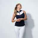 DS Prato Dark Navy Color Block Sleeveless Polo Shirt