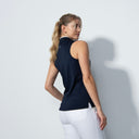 DS Prato Dark Navy Color Block Sleeveless Polo Shirt