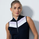 DS Prato Dark Navy Color Block Sleeveless Polo Shirt