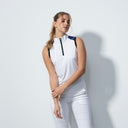 DS Andria White Sleeveless Polo Shirt