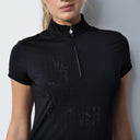 DS Crotone Black Graphic Cap Sleeve Polo Shirt