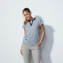 DS Itami Dark Navy Stripe Cap Sleeve Polo Shirt