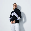 DS Bari Dark Navy Lavender Stripe Long Sleeve Polo Shirt