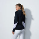 DS Bari Dark Navy Lavender Stripe Long Sleeve Polo Shirt