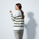 DS Ferrara Khaki Green White Striped Knit Sweater