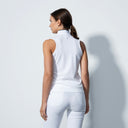 DS Prato White Color Block Sleeveless Polo Shirt