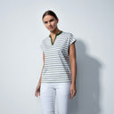 DS Itami Khaki Green Stripe Cap Sleeve Polo Shirt