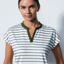 DS Itami Khaki Green Stripe Cap Sleeve Polo Shirt