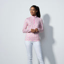 DS Perugia Pink Geometric Print Long Sleeve Polo Shirt