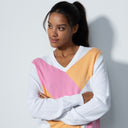 DS Orange Pink Pullover V-Neck Sweater