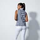 DS Abruzzo Navy Argyle Print Sleeveless Polo Shirt