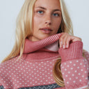 DS Pink Fair Isle Roll Neck Pullover Sweater