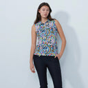 DS Art Multi Mix Colorful Print Sleeveless Polo Shirt