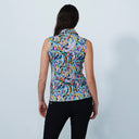 DS Art Multi Mix Colorful Print Sleeveless Polo Shirt