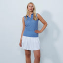 DS Art Modern Geo Blue Print Sleeveless Polo Shirt