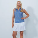 DS Art Modern Geo Blue Print Sleeveless Polo Shirt