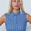 DS Art Modern Geo Blue Print Sleeveless Polo Shirt