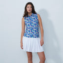 DS Art Leafs Multi Color Print Sleeveless Polo Shirt