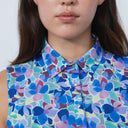 DS Art Leafs Multi Color Print Sleeveless Polo Shirt