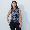 DS Art Modern Stripe Print Sleeveless Polo Shirt