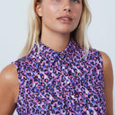 DS Art Bright Leo Pink Animal Print Sleeveless Polo Shirt