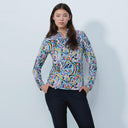 DS Art Multi Mix Colorful Print Long Sleeve Polo Shirt